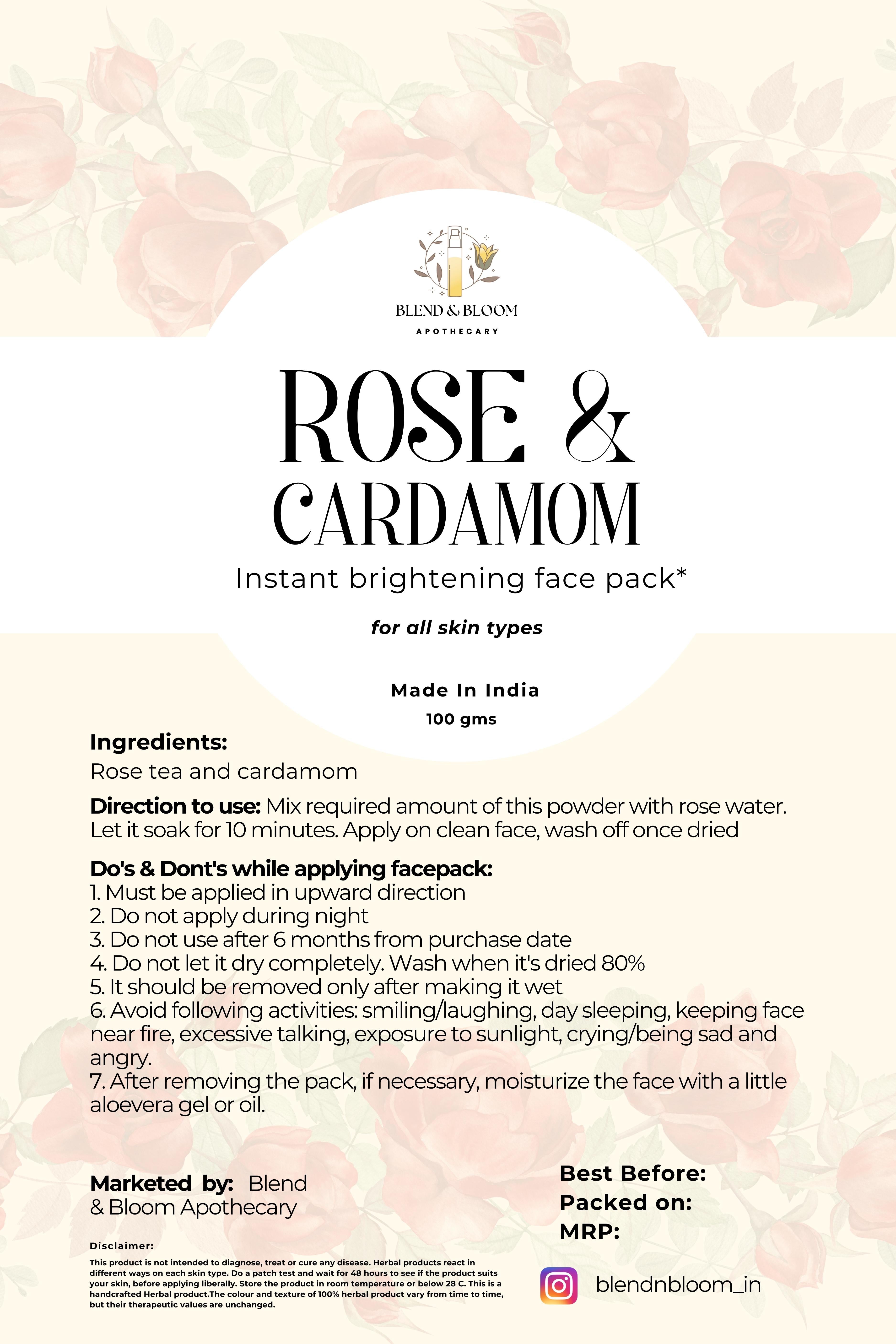 Rose & Cardamom - Instant Brightening Facepack
